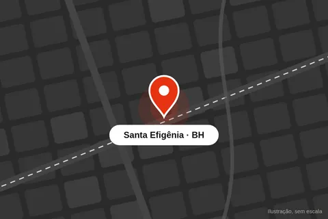 Mapa ilustrativo do bairro Santa Efigênia, em Belo Horizonte